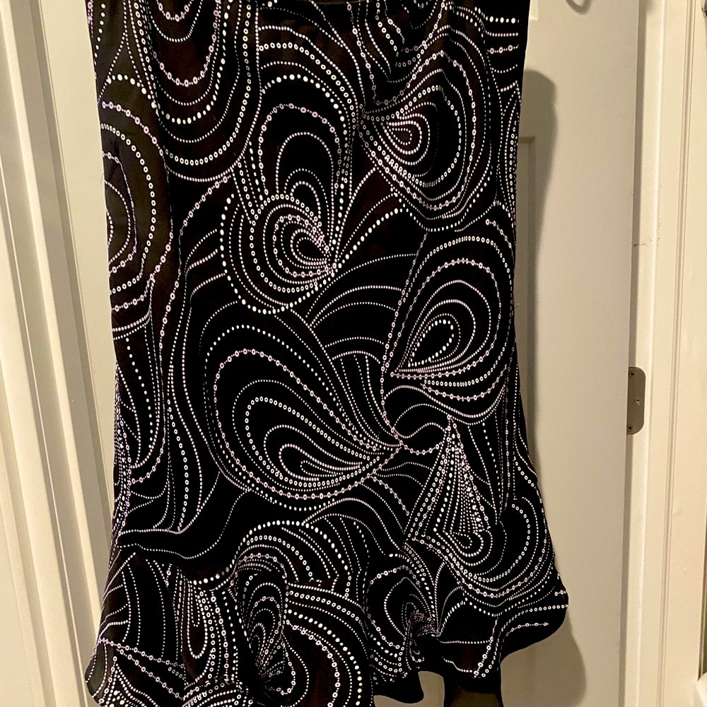 Elegant Black, lavender, and white Y2K paisley Patterned Skirt whimsigoth